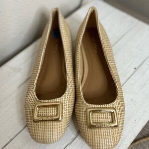 Nautica | Halsell Woven Textured Beige Slip-On Ballet Flats Shoes Size 6.5